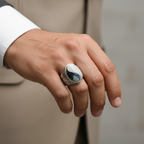 White Grey Marble Ring
