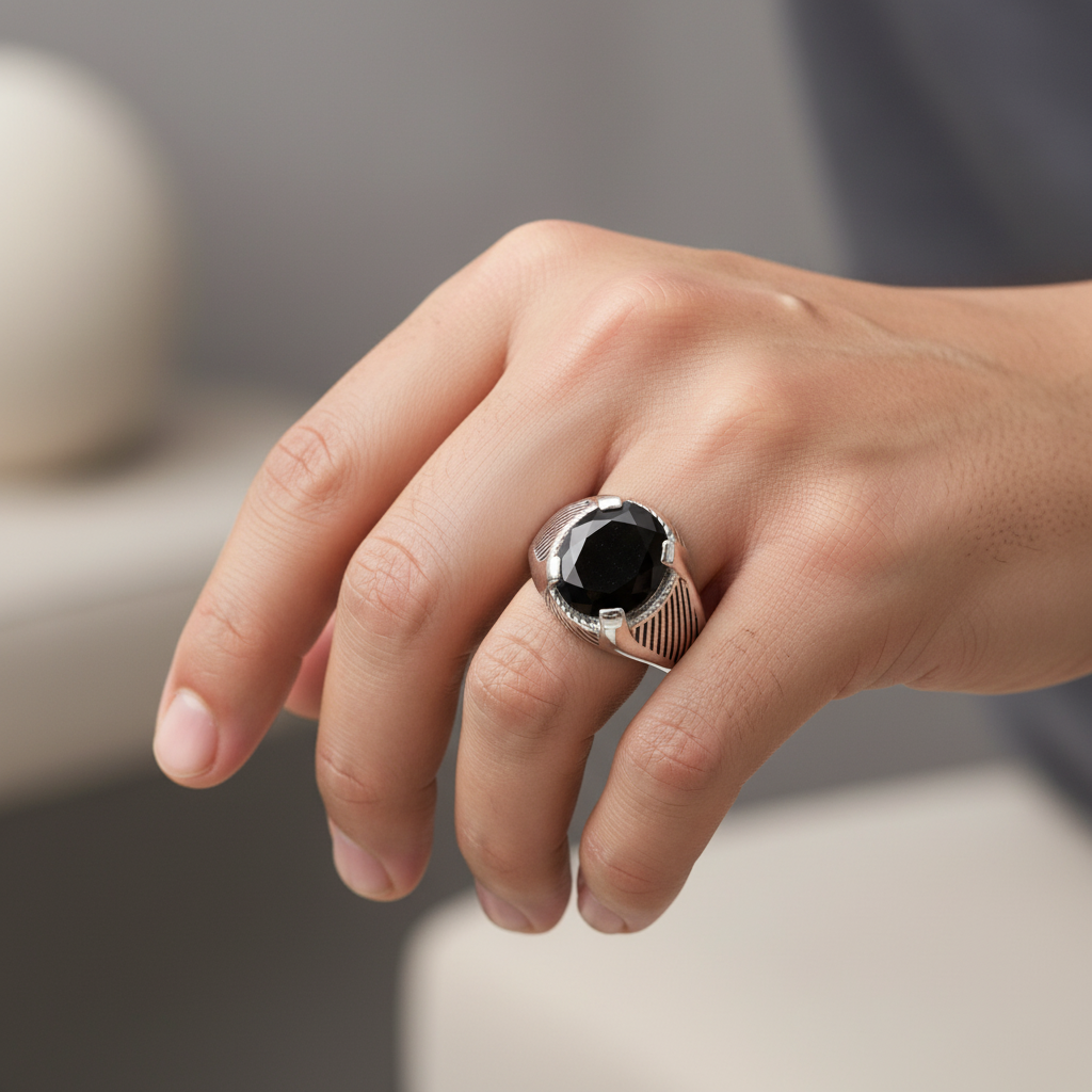 Whimsical Black Stone Ring