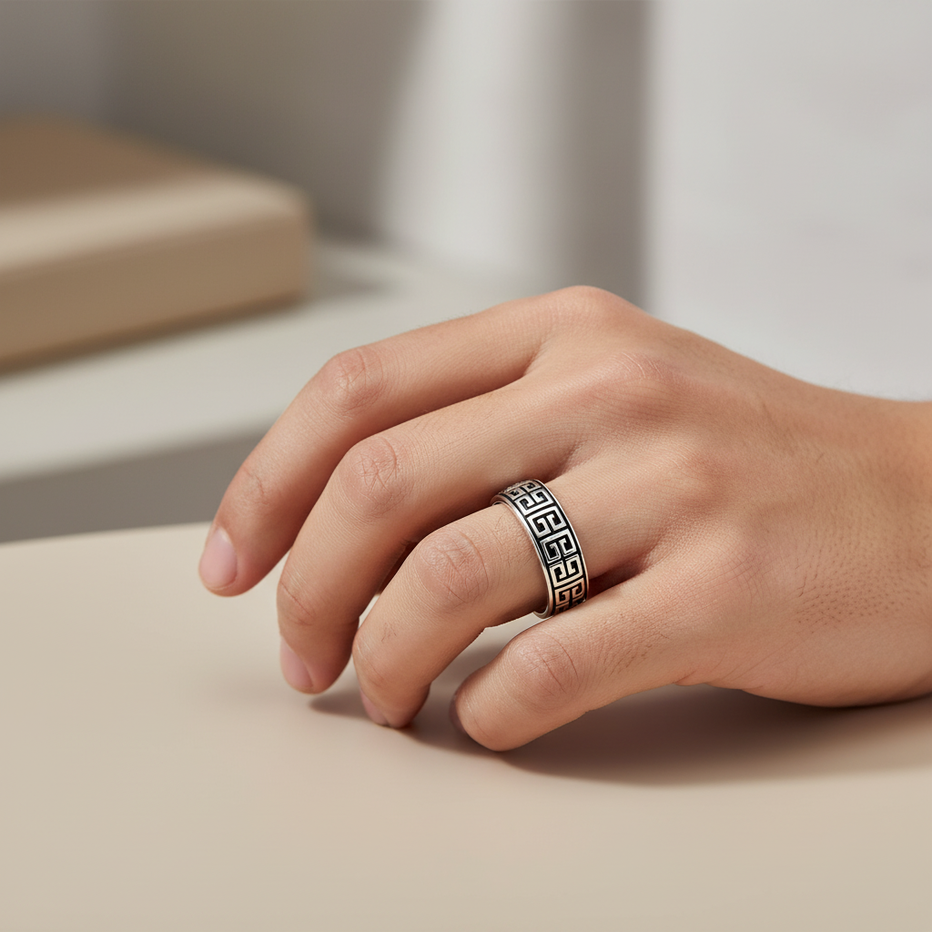 Greek Pattern Band Ring