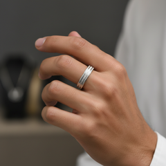 Shiny Striped Band Ring