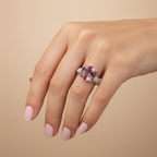 Circle Pink Silver Ring