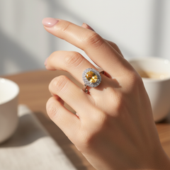 Lemon Yellow Stone Silver Ring