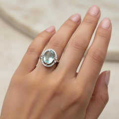 Oval Blue Silver Ring