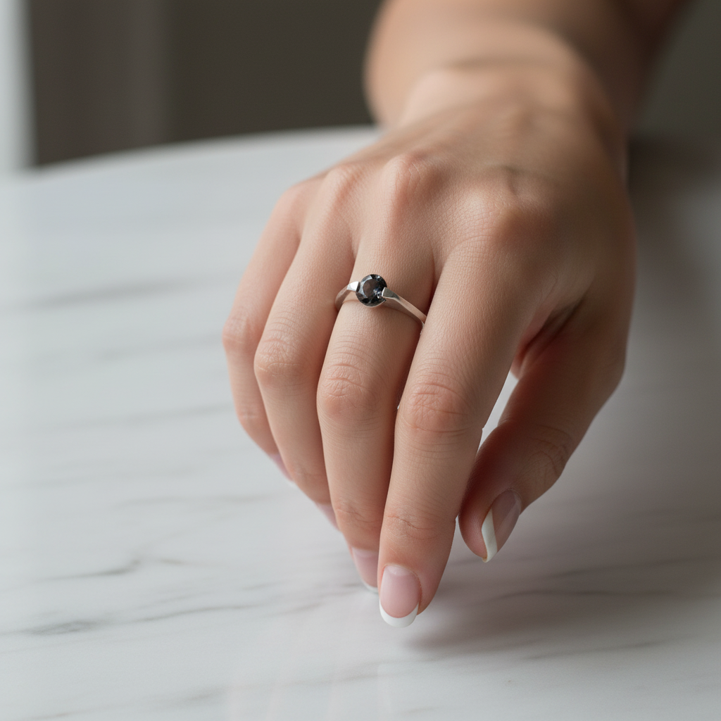 Single Black Stone Ring
