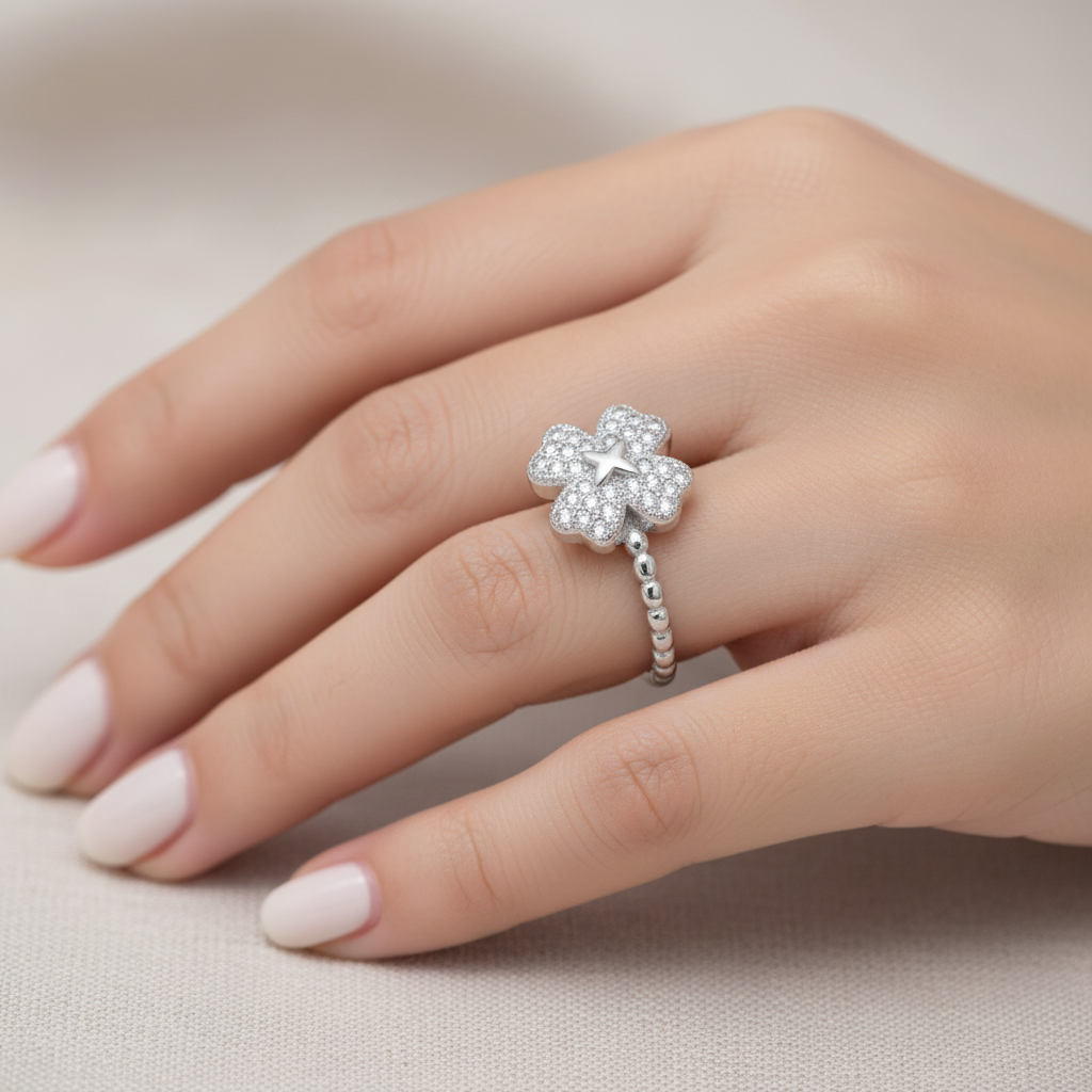 Sterling 925 Silver Flower Ring