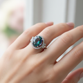 Moonstone Zircon Silver Ring