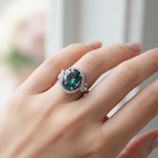 Moonstone Zircon Silver Ring