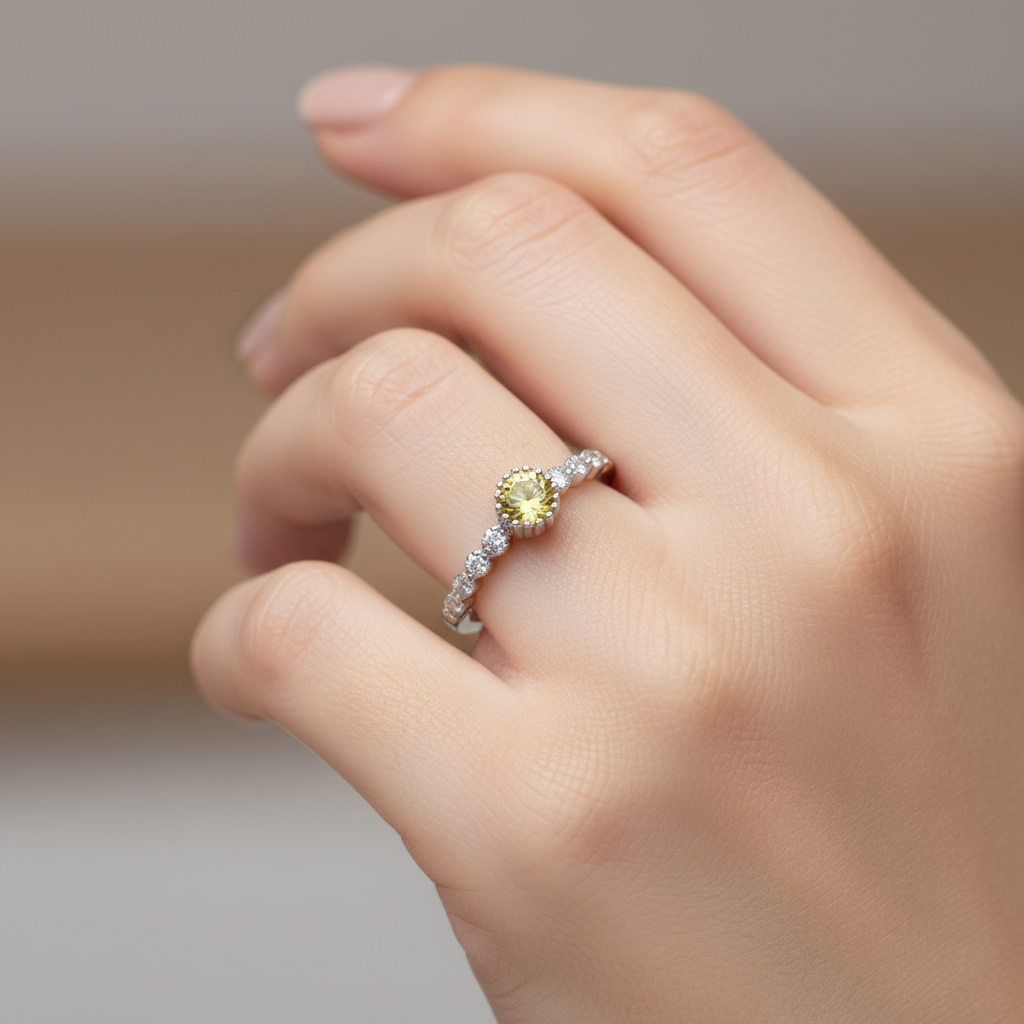 Yellow Mellow Silver Ring