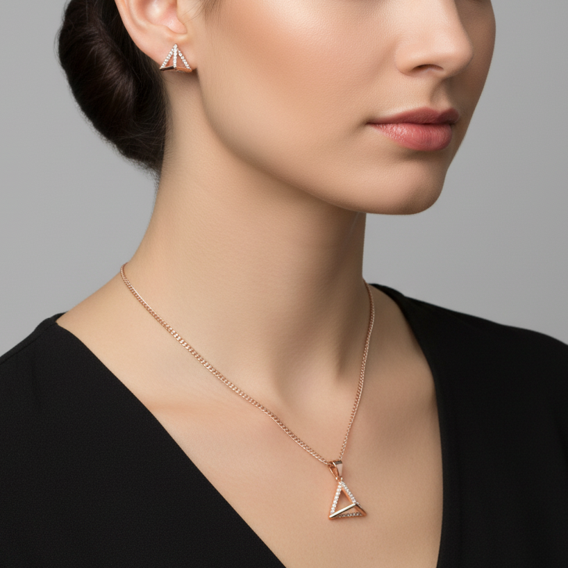 Rose Gold Pendant Silver Set