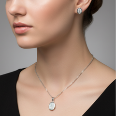 Oval Pendant Silver Set