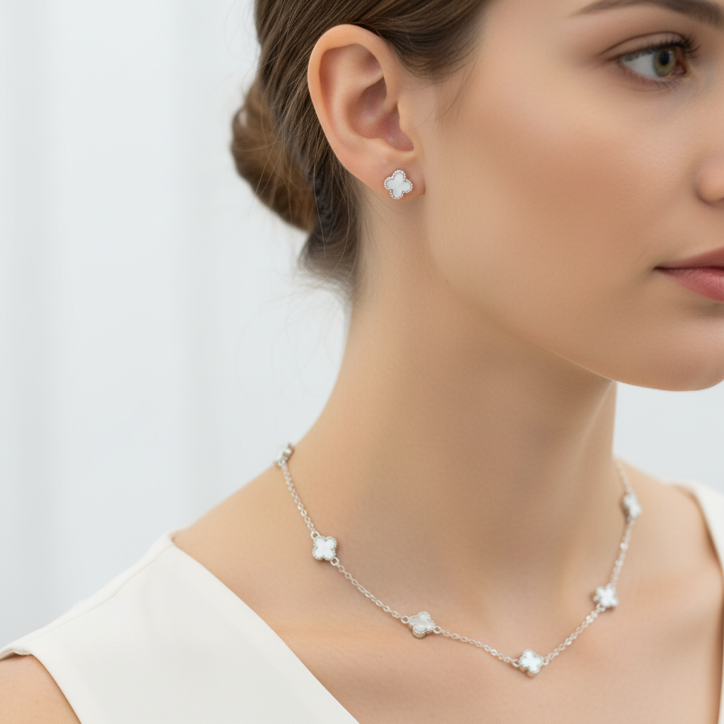 White Clover Silver Set