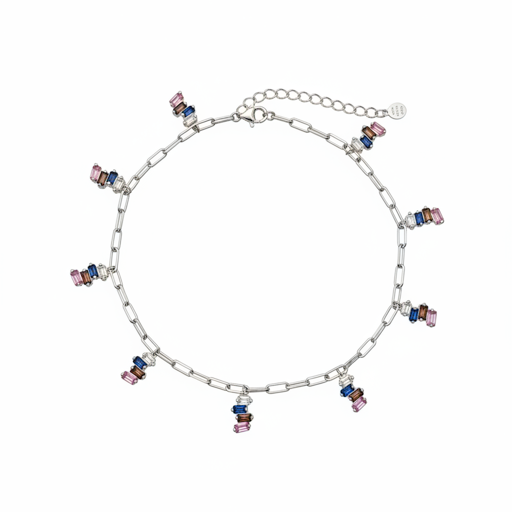 Tri-Color Charms Anklet