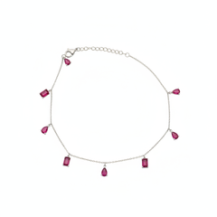 Ruby Pink Stone Charm Anklet
