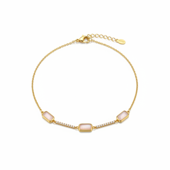 Mother of Pearl Enamel Anklet in Gold