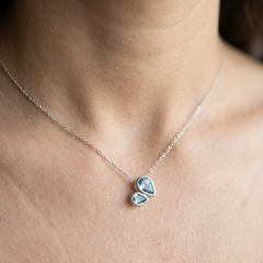 Tear Drop Light Blue Stone Necklace