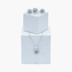 silver set with pearls