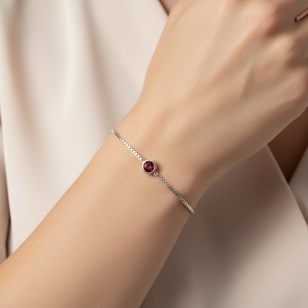 Minimal Red Stone Bracelet