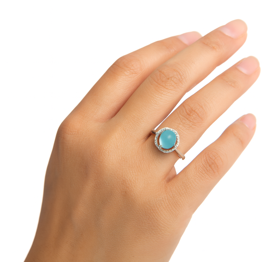 Blue Zircon Sterling Silver Ring