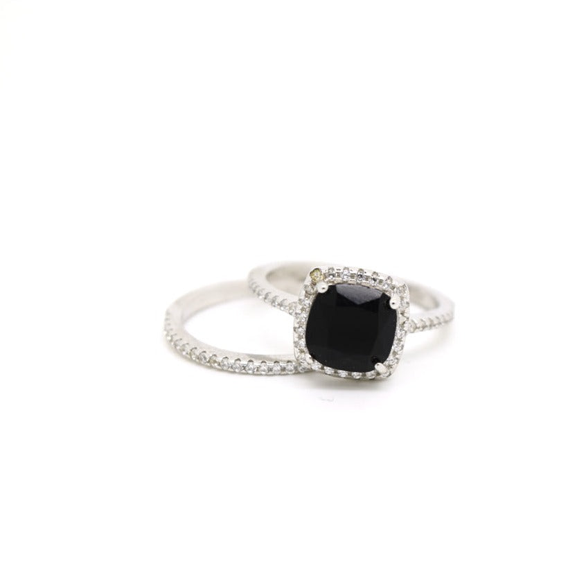 Black Stone Twin Rings