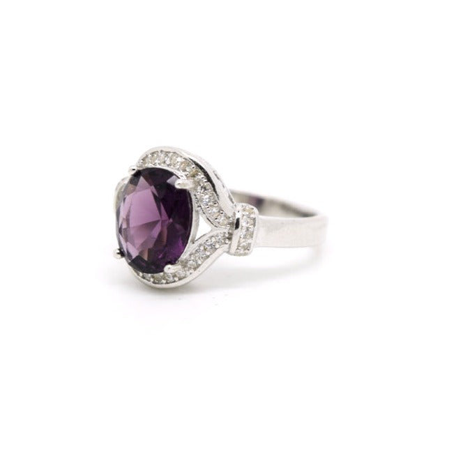 Violet Stone Silver Ring