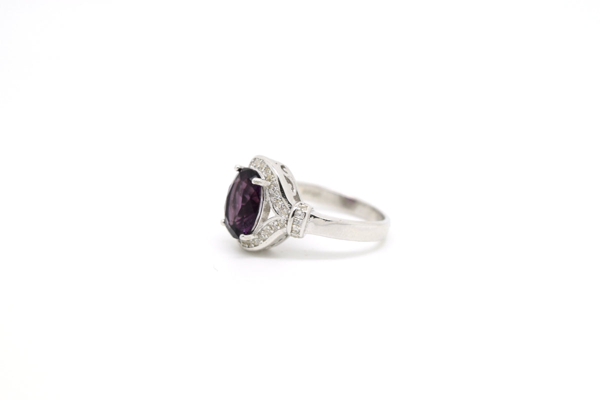 Violet Stone Silver Ring