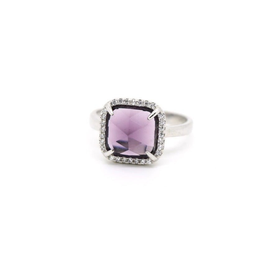 Purple Square Zircon Ring