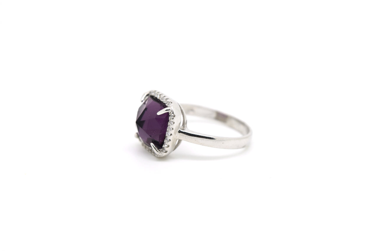 Purple Square Zircon Ring
