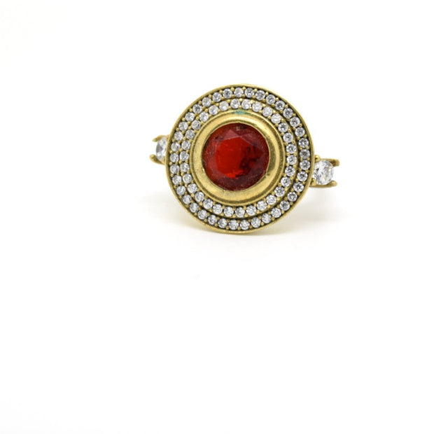 Sterling 925 Oxisidised Silver Turkish Ring with Zircon - Women.