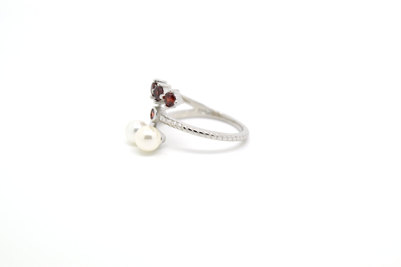 Red Zircon & Freshwater Pearl