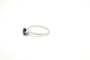 Sterling 925 Silver Ring with Single Black Zircon - Women.