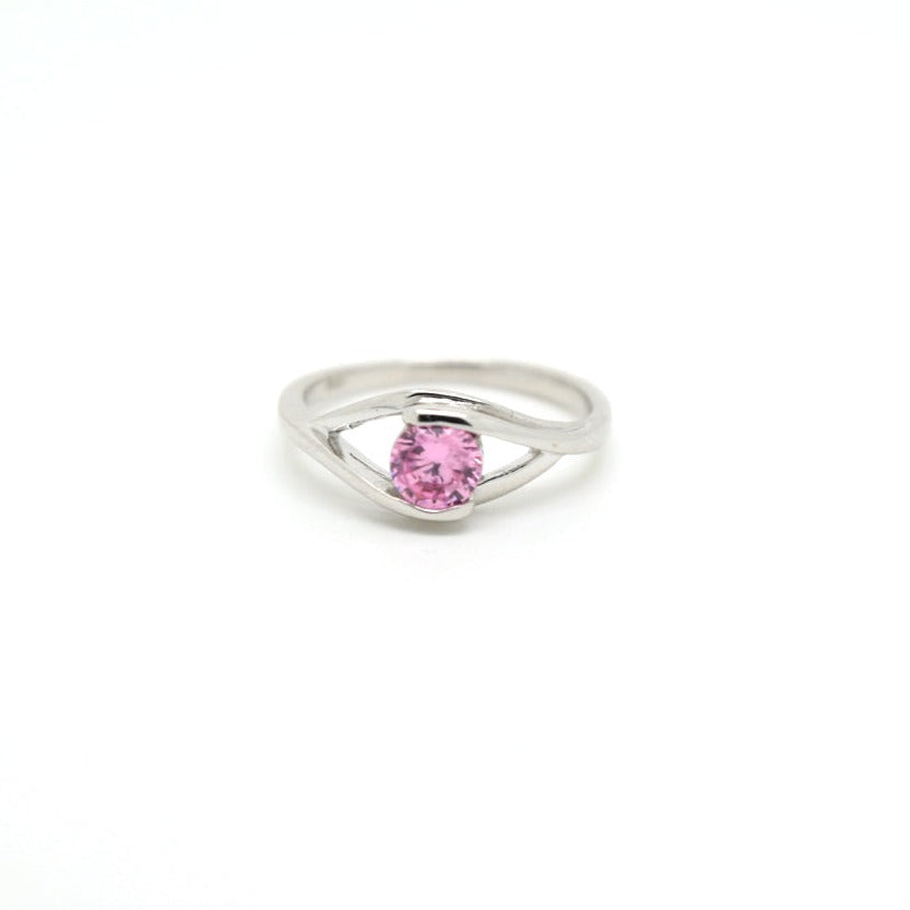 Silver Ring with Light Pink Zircon