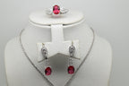 Pink Stone Silver Set