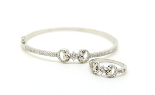 Bow & Heart Bangle Set