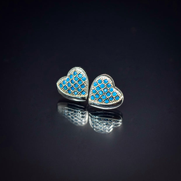 Blue Heart Studs