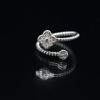 Silver Clover Size Adjustable Ring
