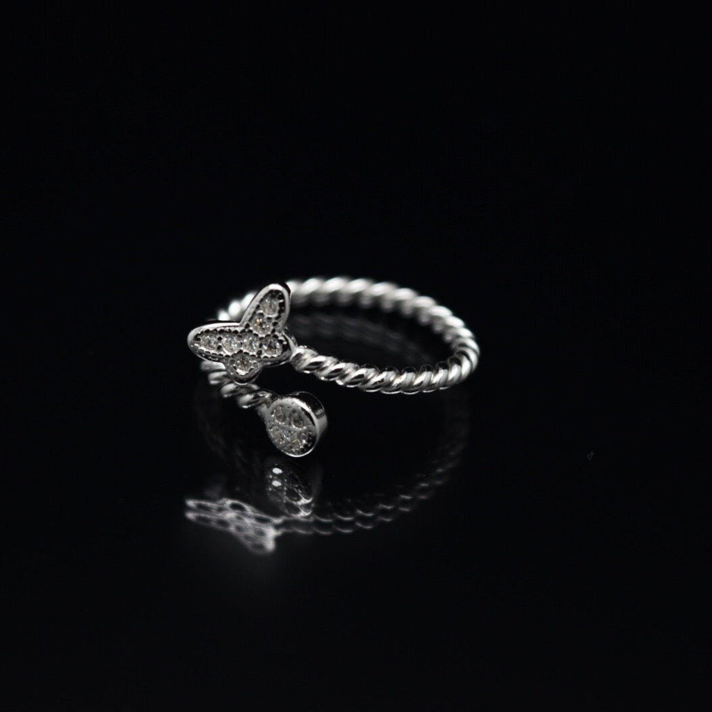 Butterfly - Size Adjustable Silver Ring