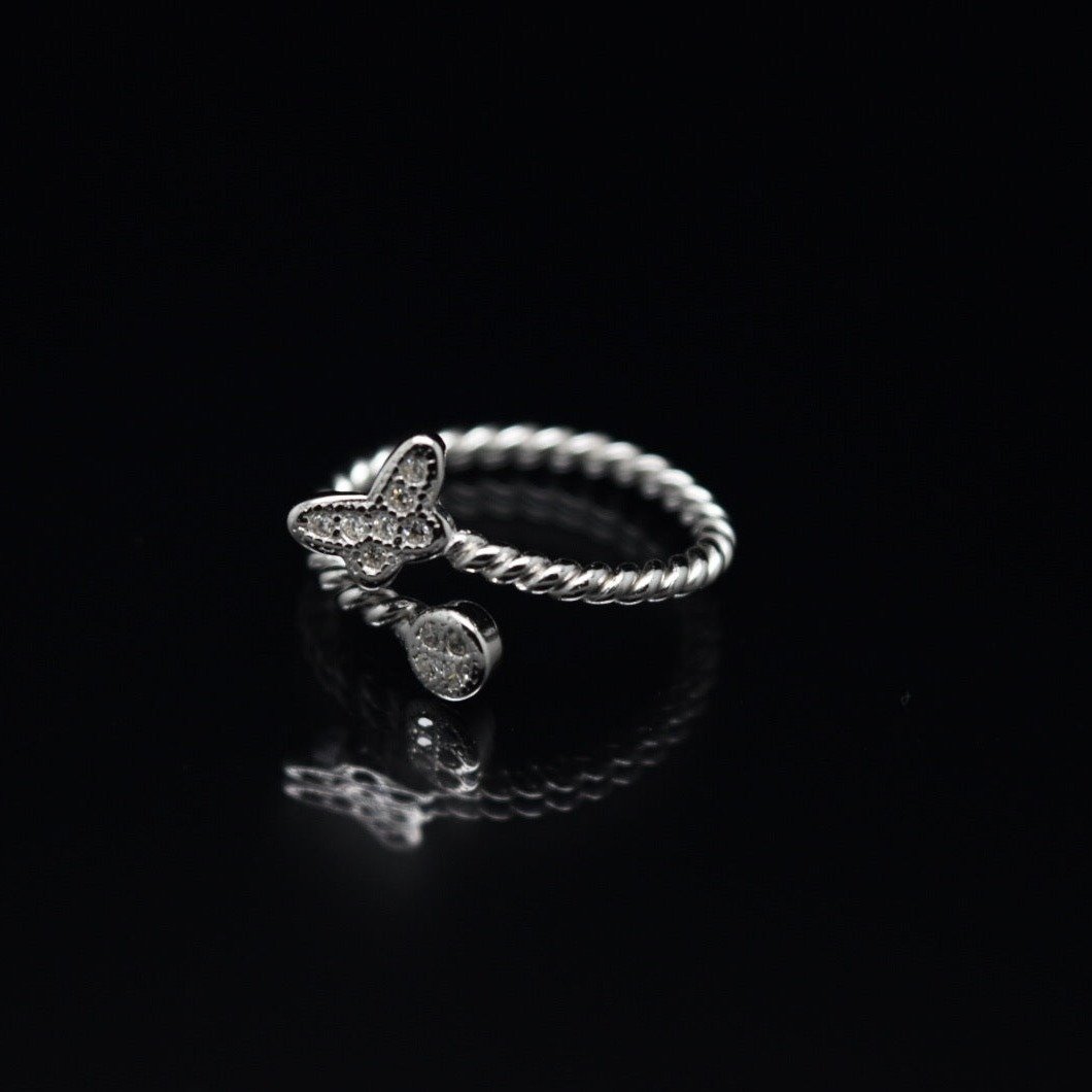 Butterfly - Size Adjustable Silver Ring