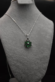 Green Zircon Pendant Necklace with Chain