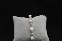 White Pearl Silver Bracelet
