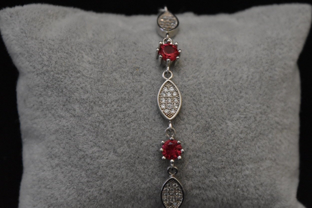 Red Stone Leaf Bracelet