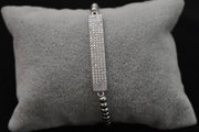 Elastic Bracelet with Zircon Stones and Silver Beads