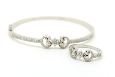 Bow & Heart Bangle Set