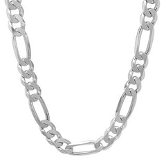 Sterling 925 Silver Figaro Chain - 23 nches, 9.5mm