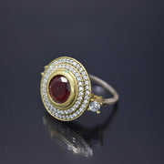 Sterling 925 Oxisidised Silver Turkish Ring with Zircon - Women.