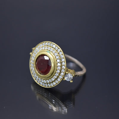 Sterling 925 Oxisidised Silver Turkish Ring with Zircon - Women.