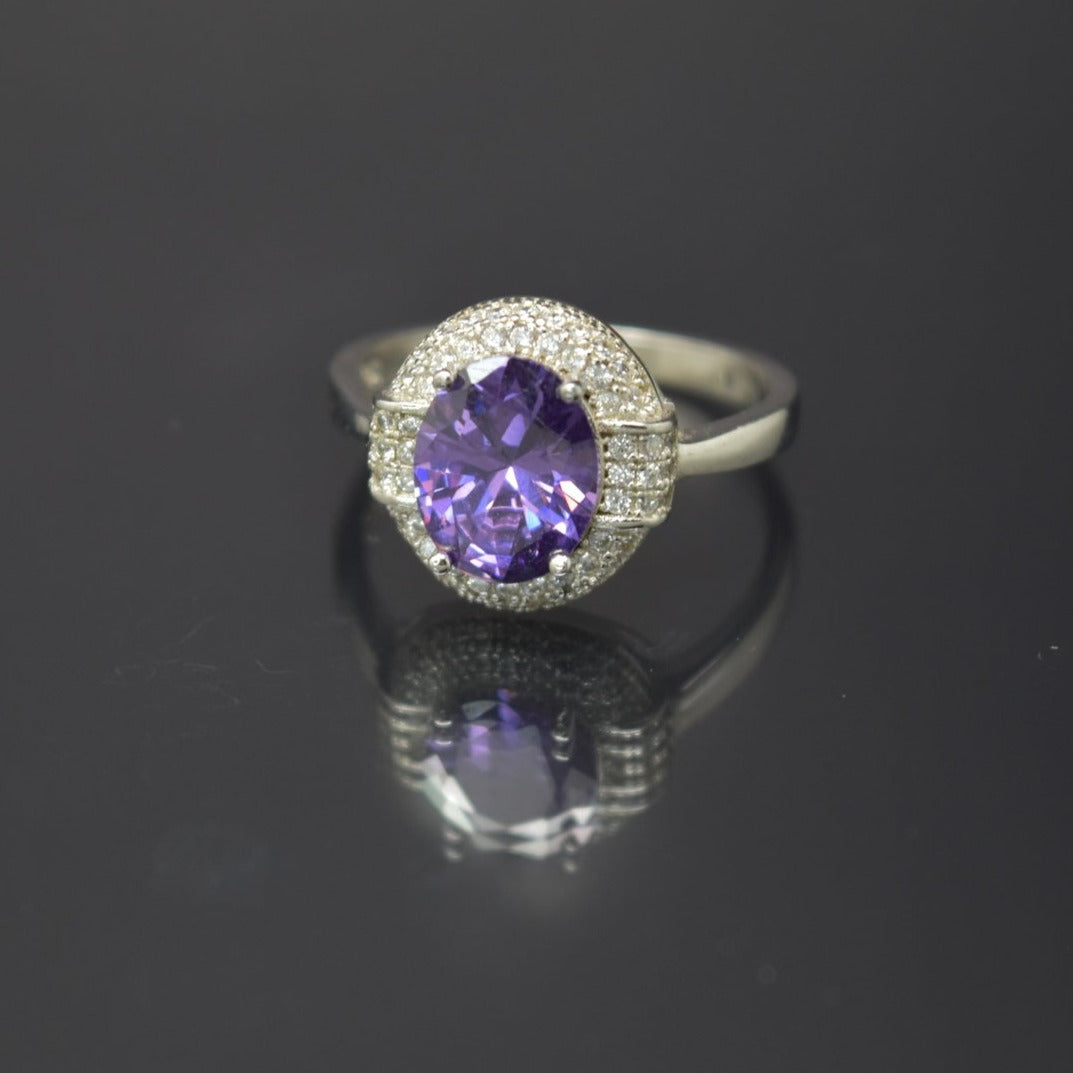 Silver Ring with Purple Zircon