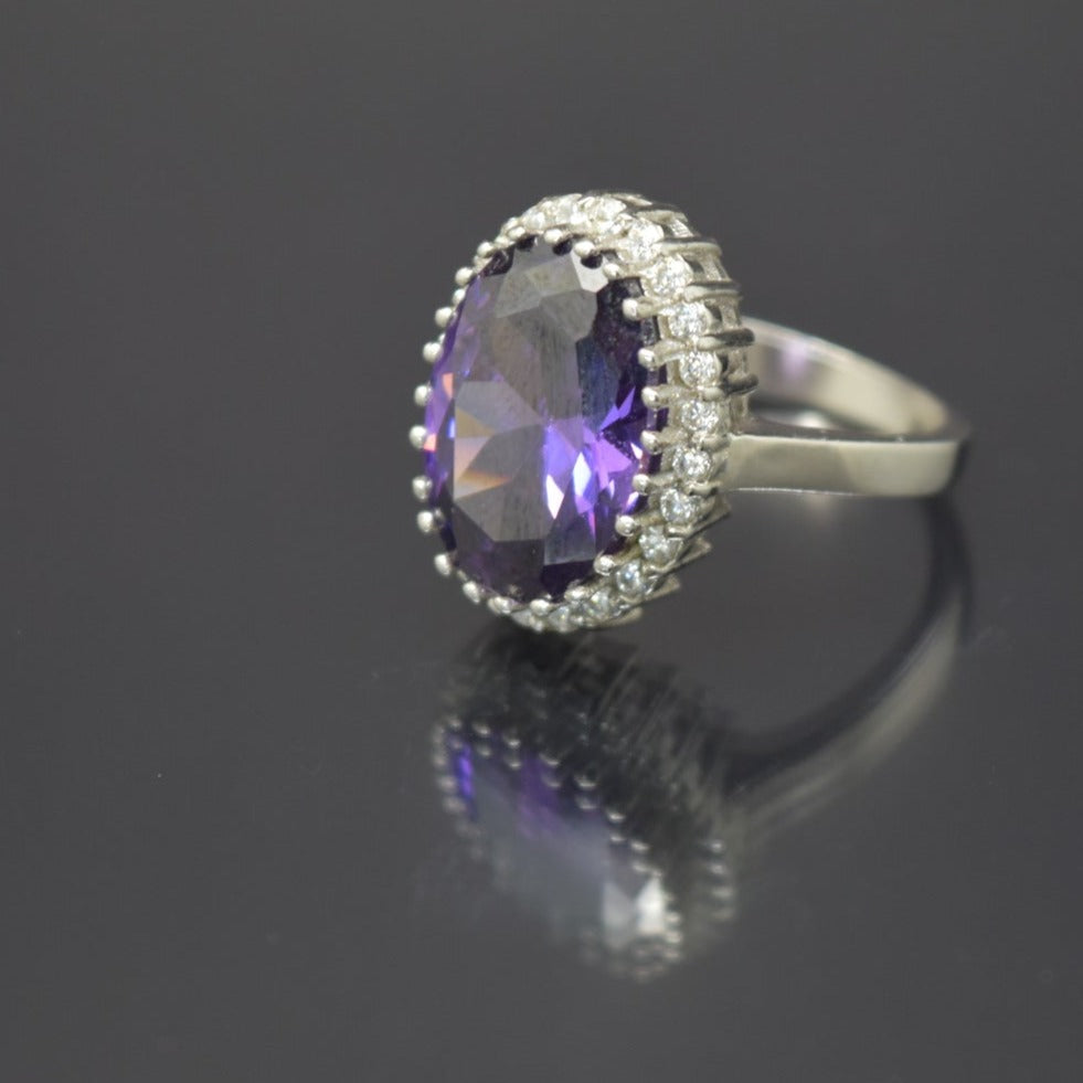 Purple Amethyst Oval Ring